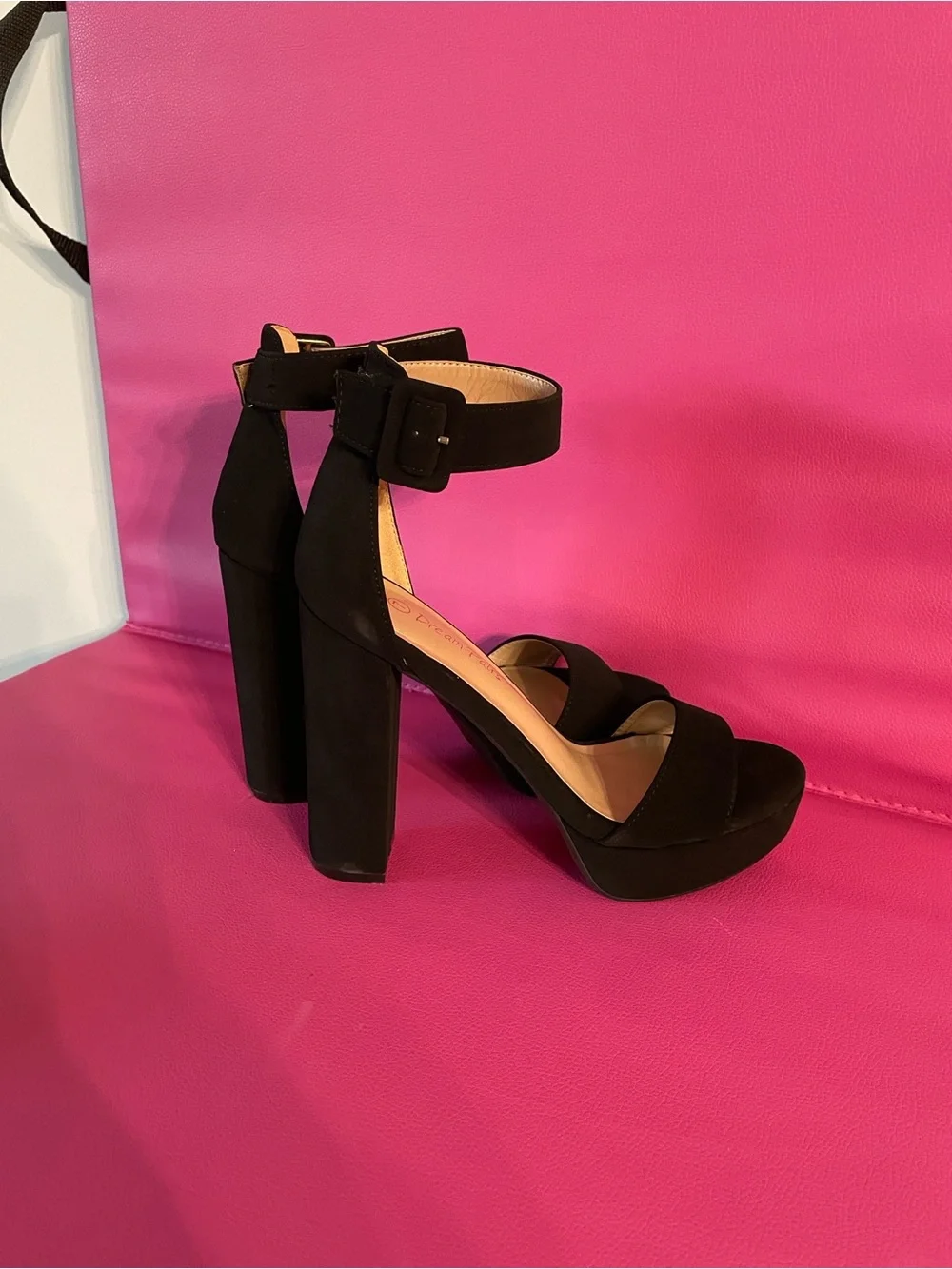 Dream Pairs Hi-Chunk Platform Pump Sandal Size 7 Black Nubuck Finish Baddie Edgy